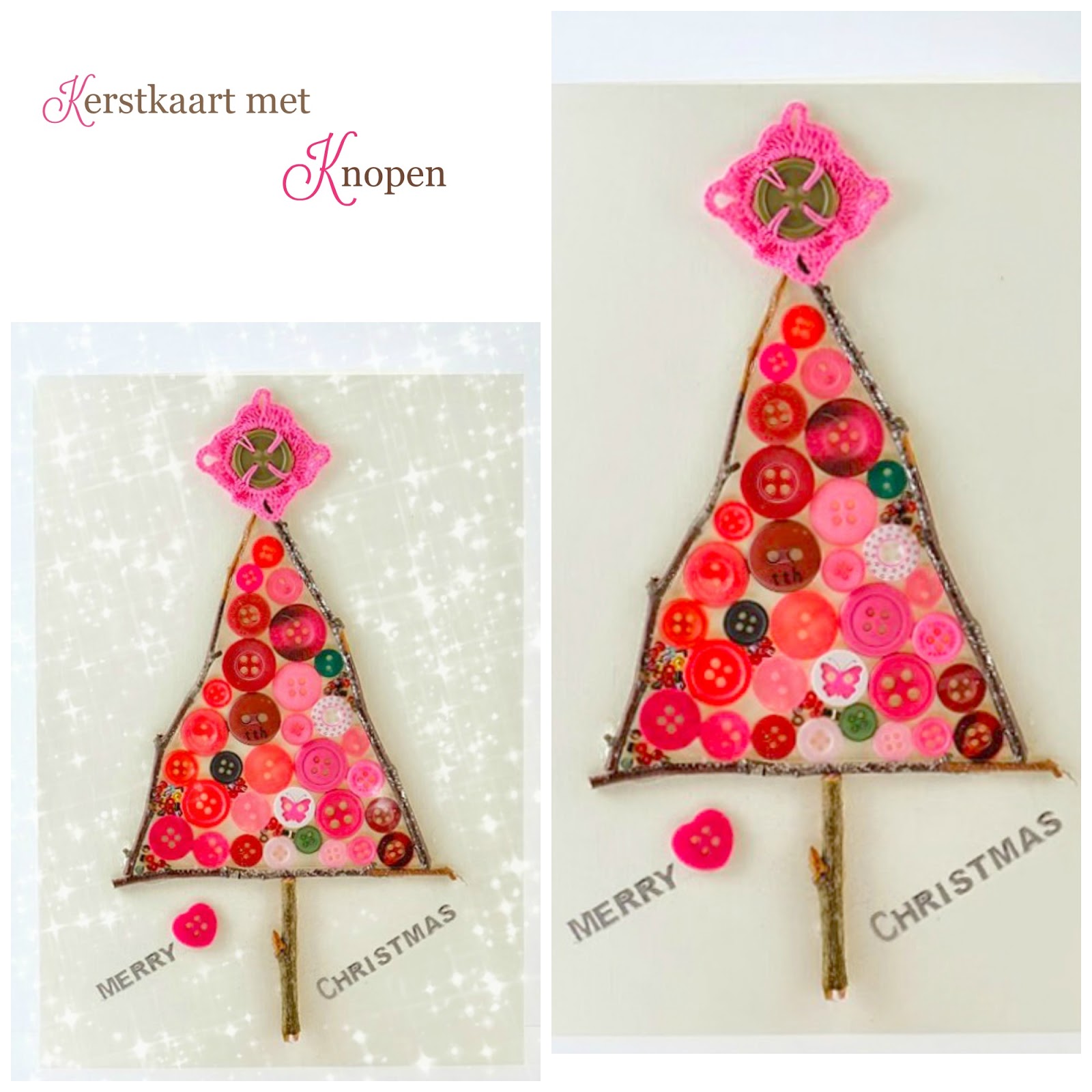 Kerstkaart met Knopen - Diy