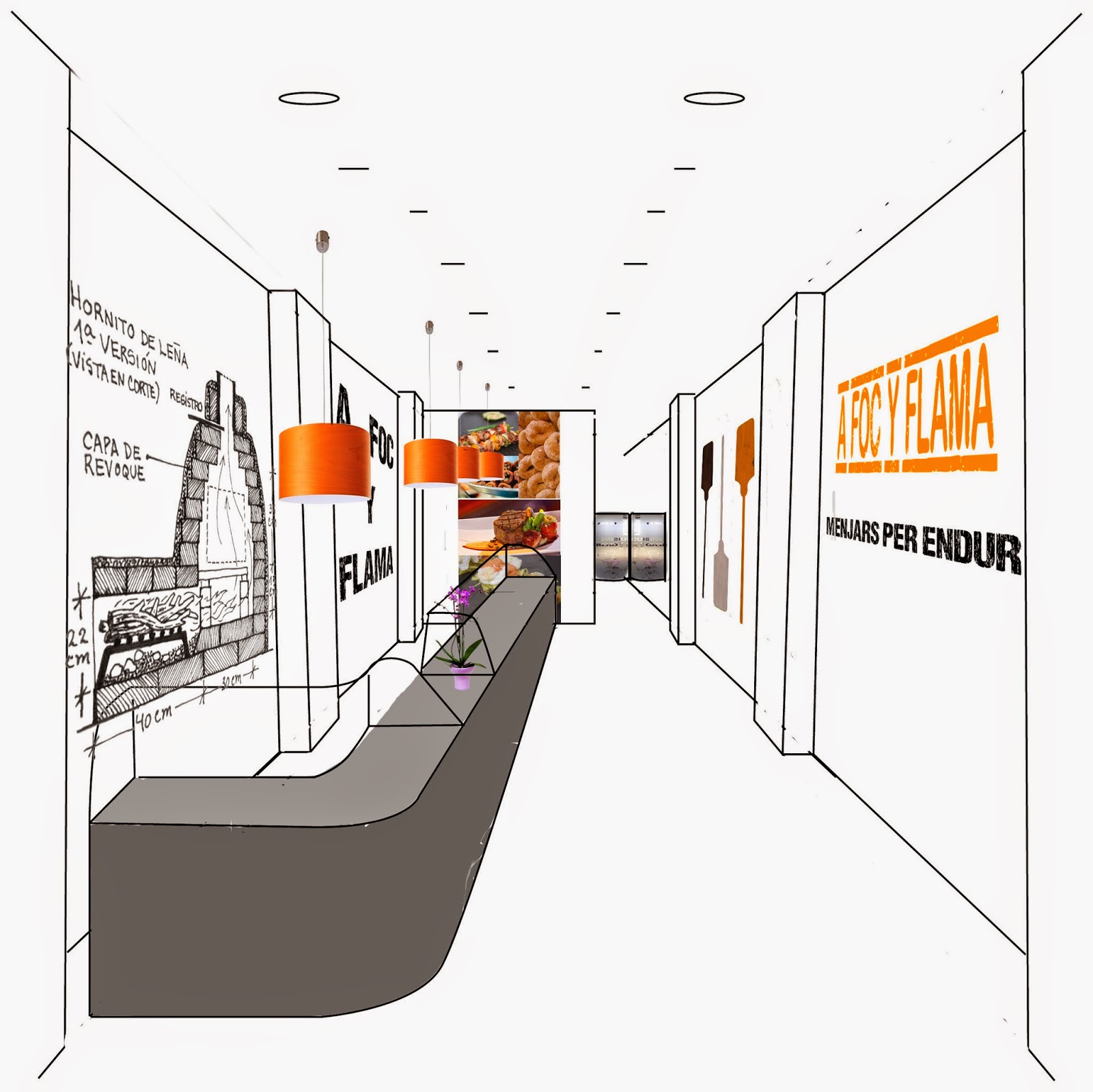 Intérieure Cadena. Bar y comidas para llevar. Diseño diferente