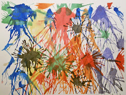 straw painting blowing blow paint paper blown lines heart drawing