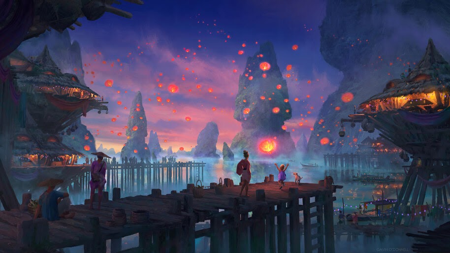 #8.1415, Night, Scenery, Sky Lantern, Fantasy, Art, 4K Wallpaper