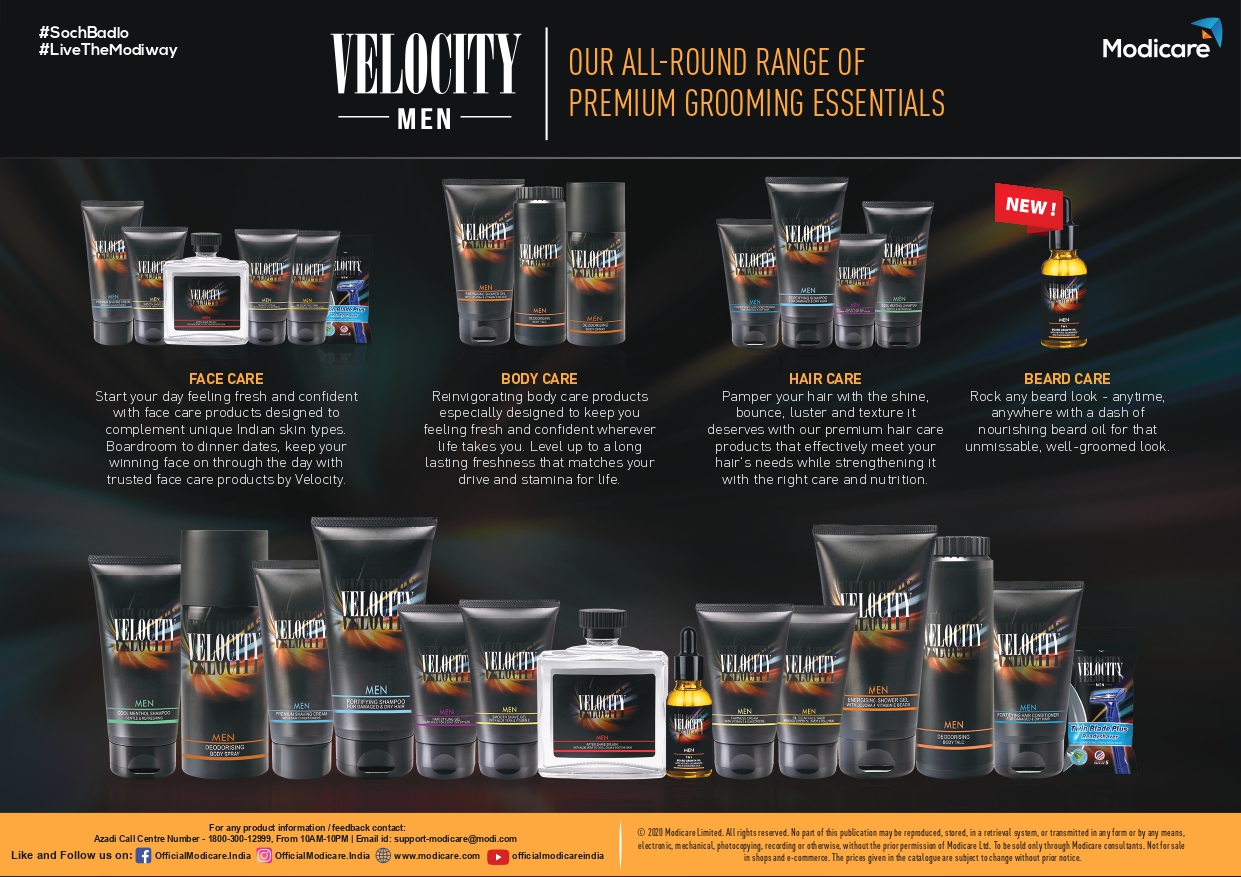 MODICARE VELOCITY MEN 7 IN 1 BEARD GROWTH OIL (30ML) MRP Rs 340