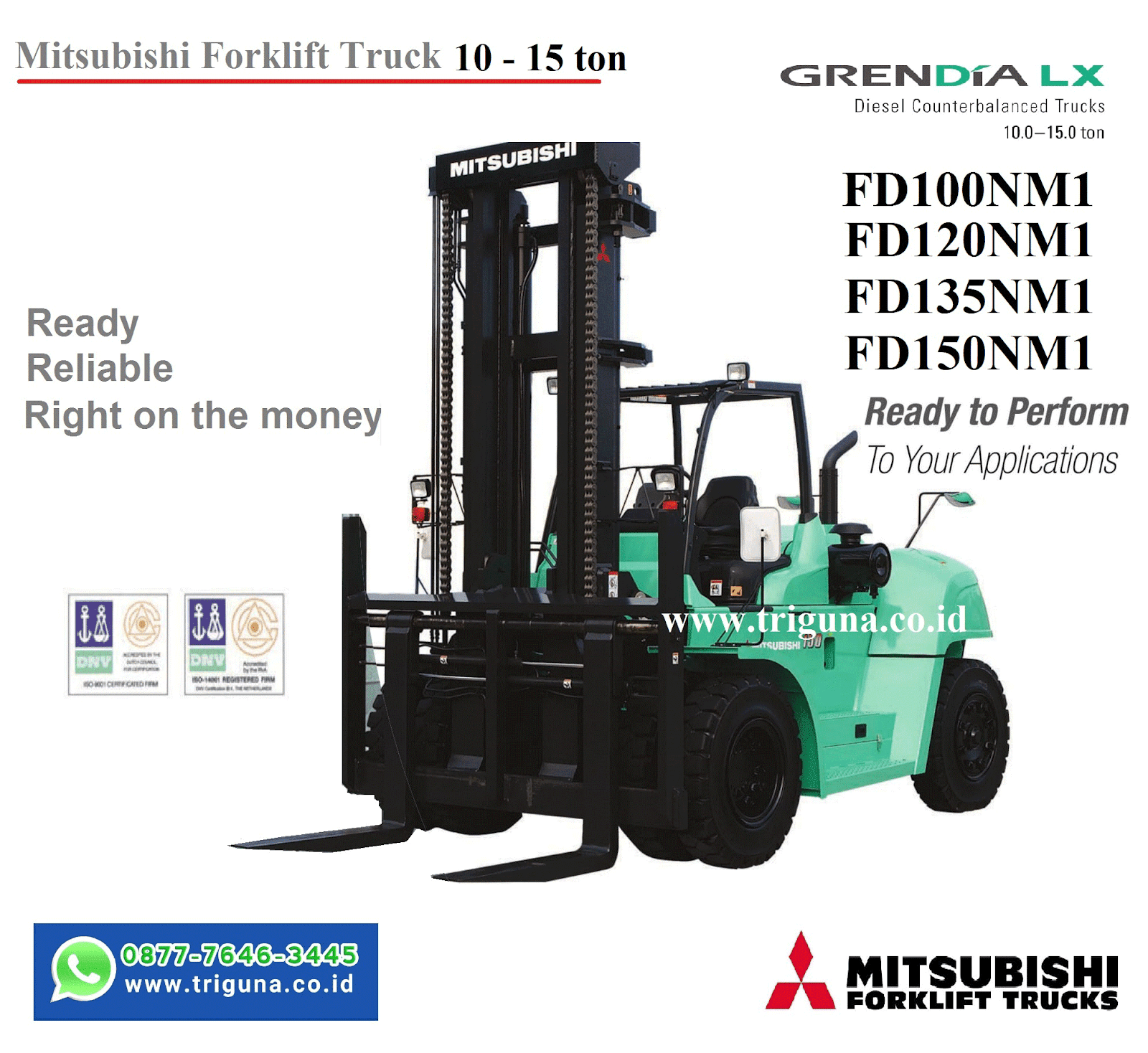 JUAL FORKLIFT MITSUBISHI 13.5 TON CALL 08777 6463 445 / 0815.1958.1677