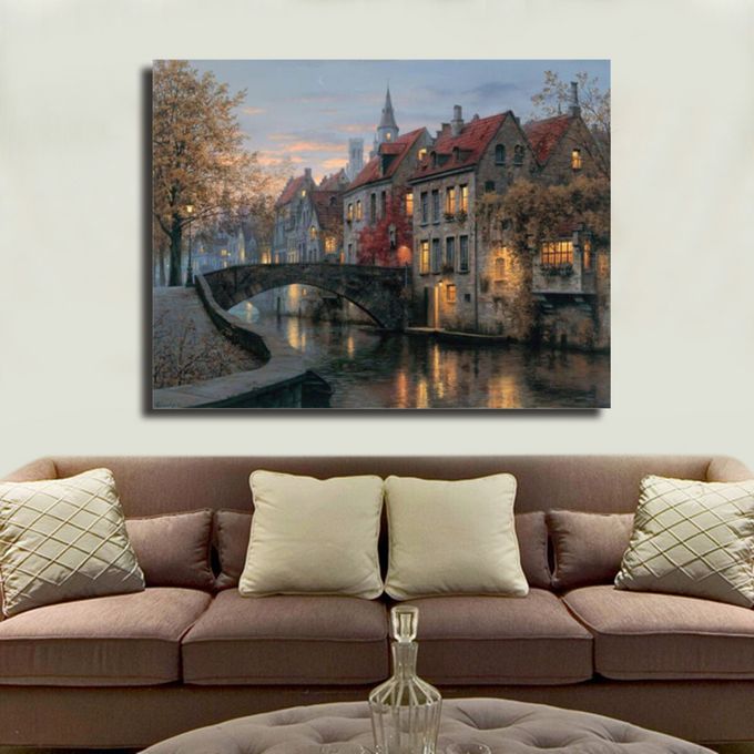 40x30cm Cityscape River Canvas Print Art Painting Picture Poster Home Wall