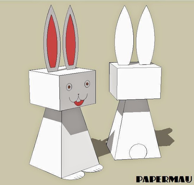 Papermau easy to build bunny paper toy by papermau download now 