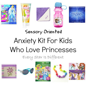 Sensory oriented anxiety kits for kids who love Princesses.