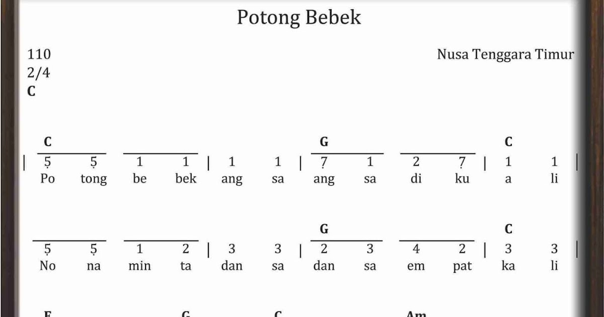 Not Angka Potong Bebek Sekitar Musik Not Angka Potong Bebek Sekitar Musik