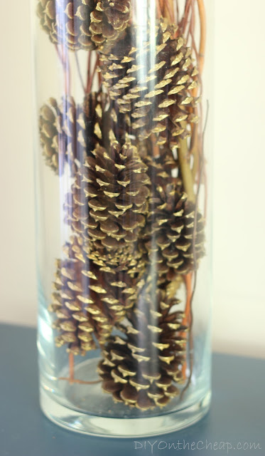 Gilded Pine Cones: Simple and free vase filler for Fall.