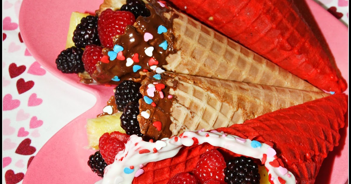 waffle cones filled with chocolate