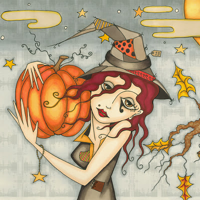 Halloween pumpkin and witch download free wallpapers for Apple iPad