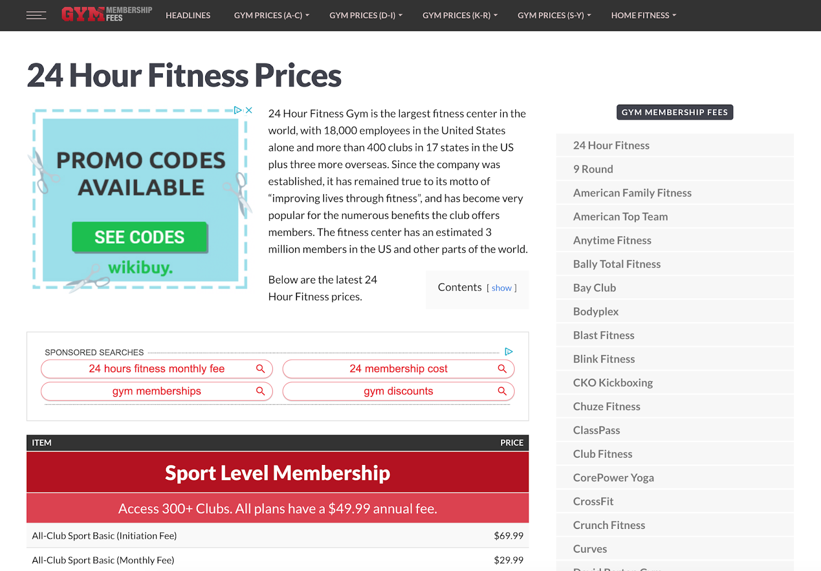24 Hour Fitness Prices