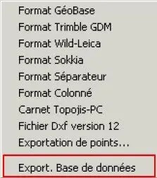 Formation, Covadis, Exportations, coordonnées, calculées, éditeur de GéoBases, Exportation carnet, menu Cov.Calculs, fichier avec séparateur, fichier colonné, format Topojis, format Wild Leica, format Sokkia, Geotronics, Spectra Precision, topographie terrain, carnet