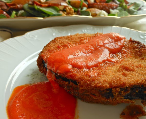San Jacobos de berenjenas con salsa de pimientos del piquillo