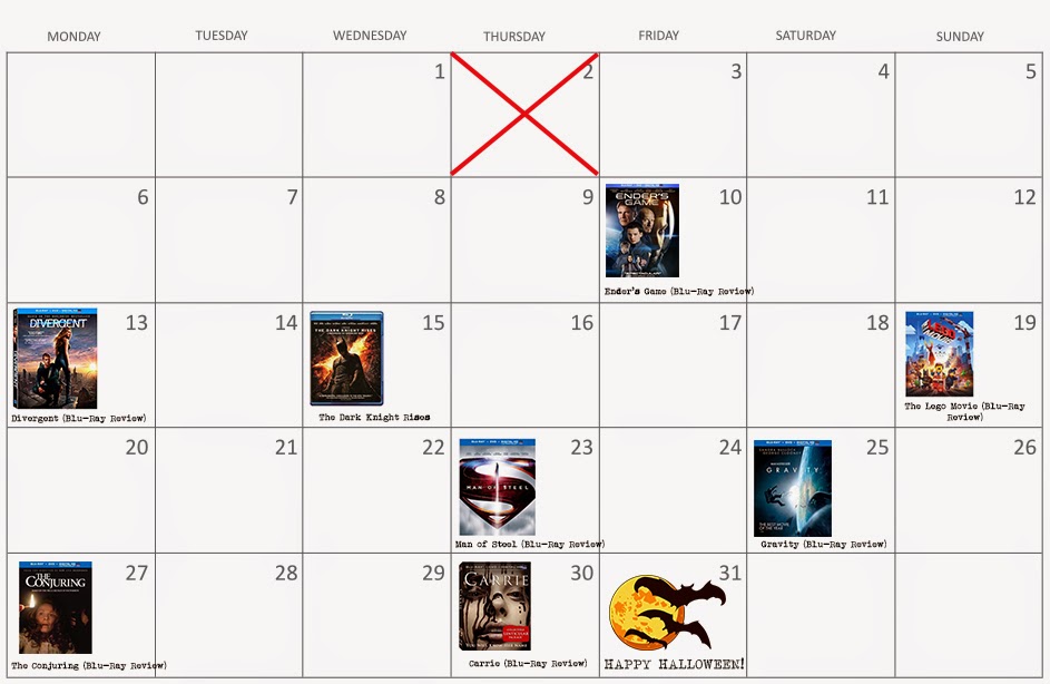 Gavin the BluRay/Movie Blogger BluRay/Movie Reviews of October List!!