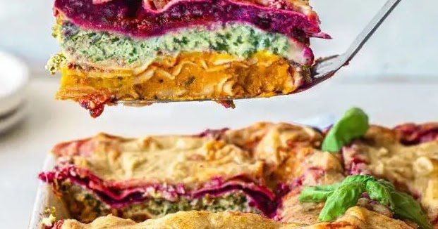Vegan Rainbow Lasagna #vegetarian #comfortfood