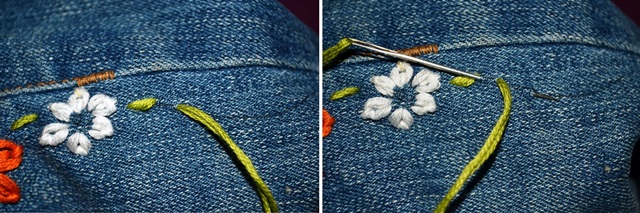 Hướng dẫn thêu hoa trên quần jean - Hình 4