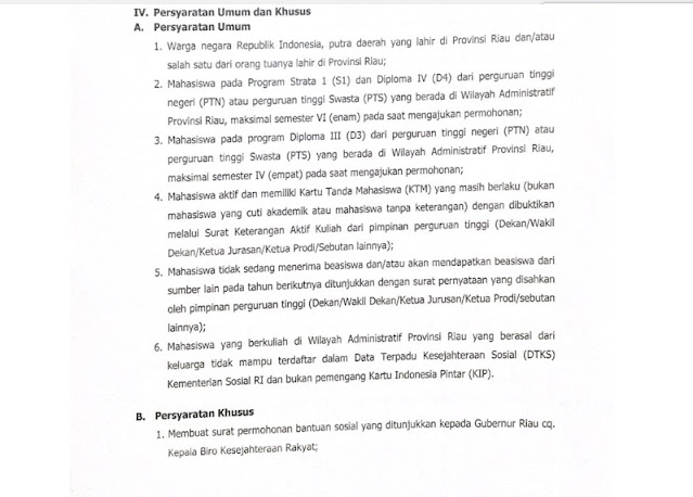 Info Resmi Beasiswa Bansos Pemprov. Riau dan Ada Sedikit Perbedaan dari Info Sebelumnya