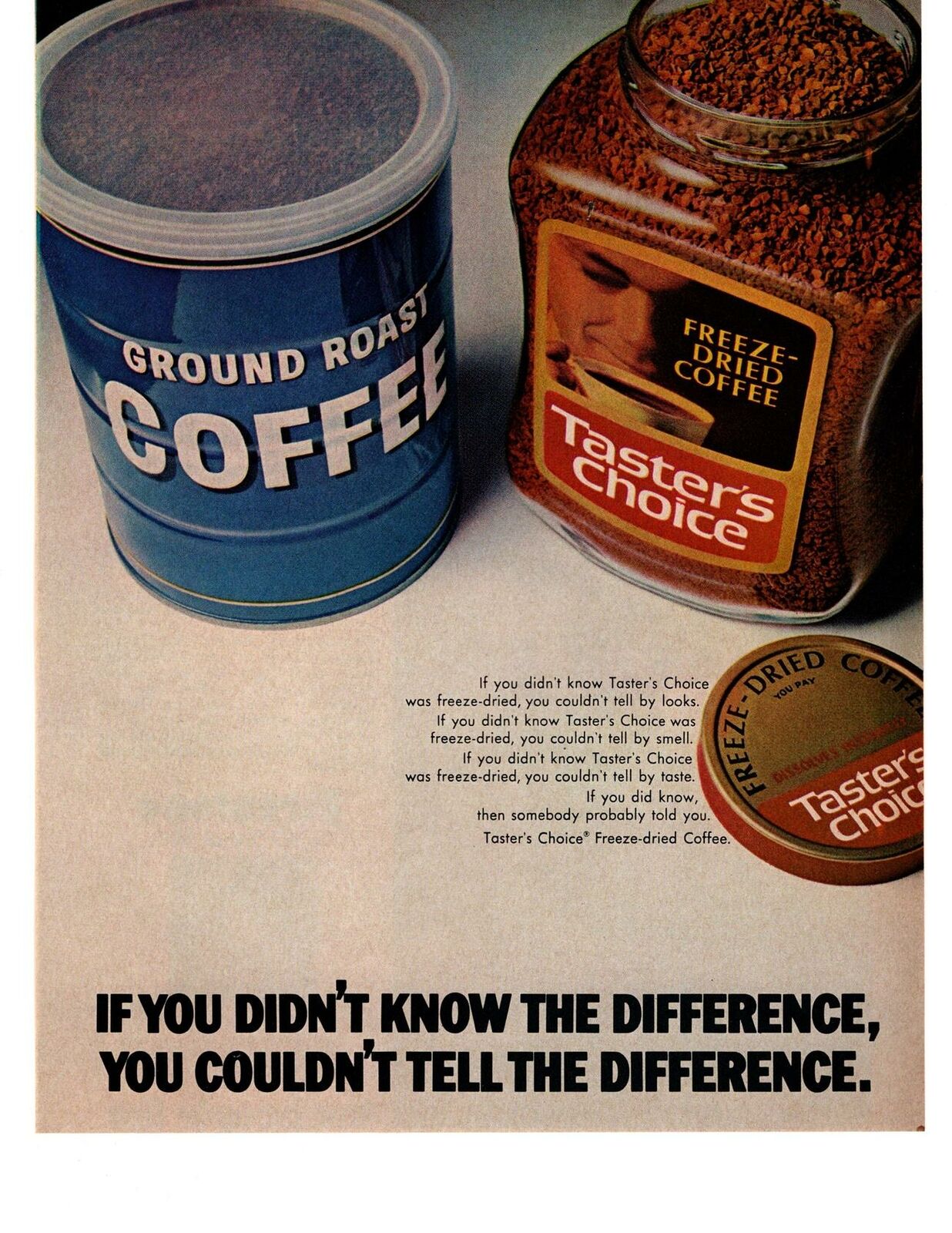 1972 Tasters Choice Coffee Old Magazine Ad Nescafe