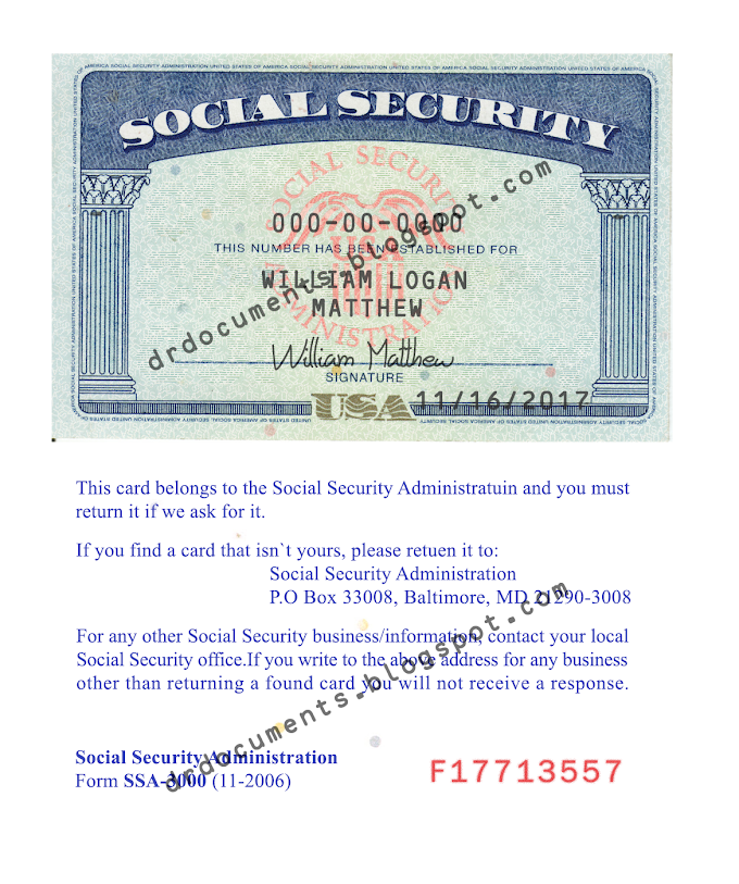 USA Social Security Card PSD Template