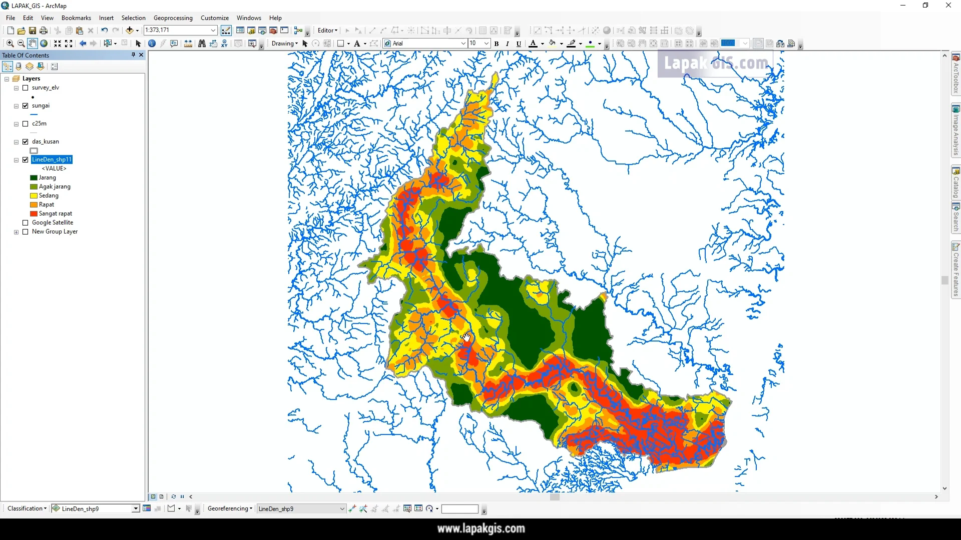 Cara Membuat Peta Kerapatan Sungai pada ArcGIS