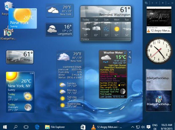 Gadget desktop per Windows 10