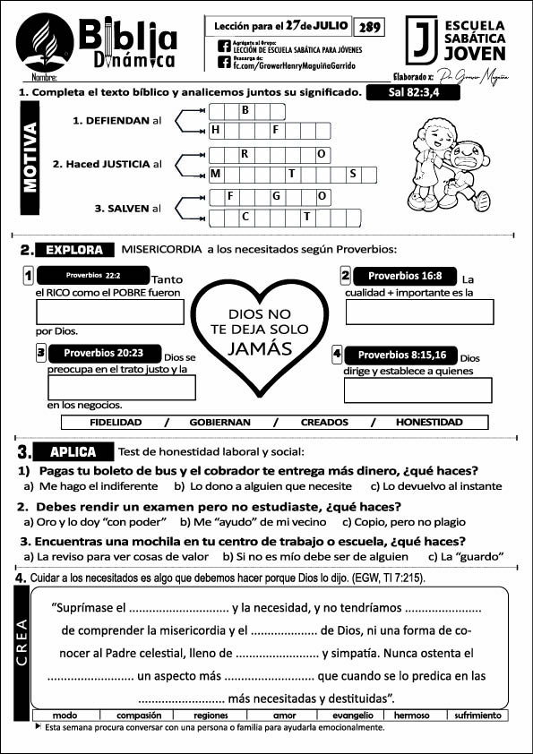 Biblia Dinámica Actividades para la Escuela Sabática Joven 3er