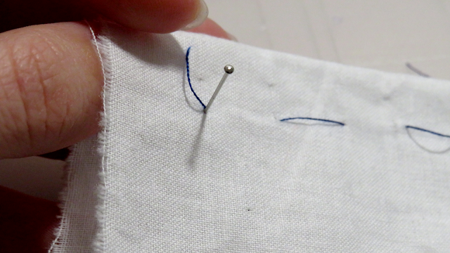 Colocando alfiler en el inicio de la punta o punto inicial