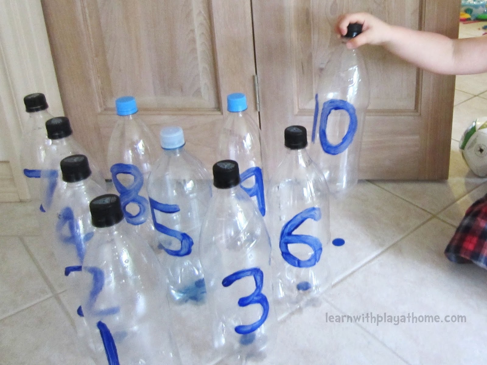 Learn with Play at Home Plastic Bottle Number Bowling!