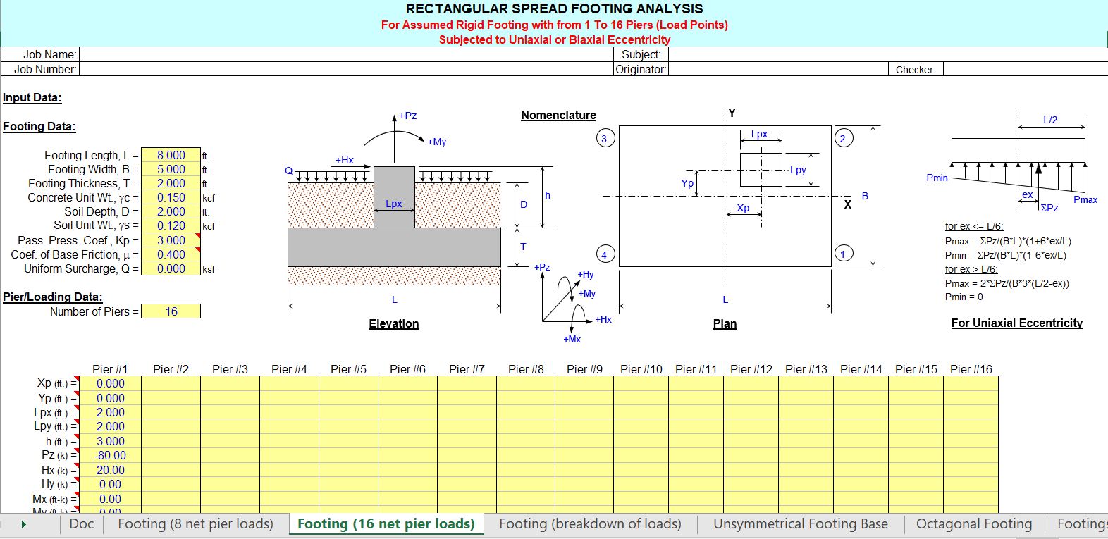 Excel Sheet to Design all Types of Footings Engineering Books
