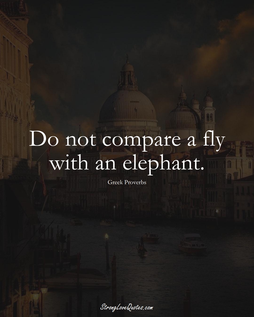 Do not compare a fly with an elephant. (Greek Sayings);  #EuropeanSayings
