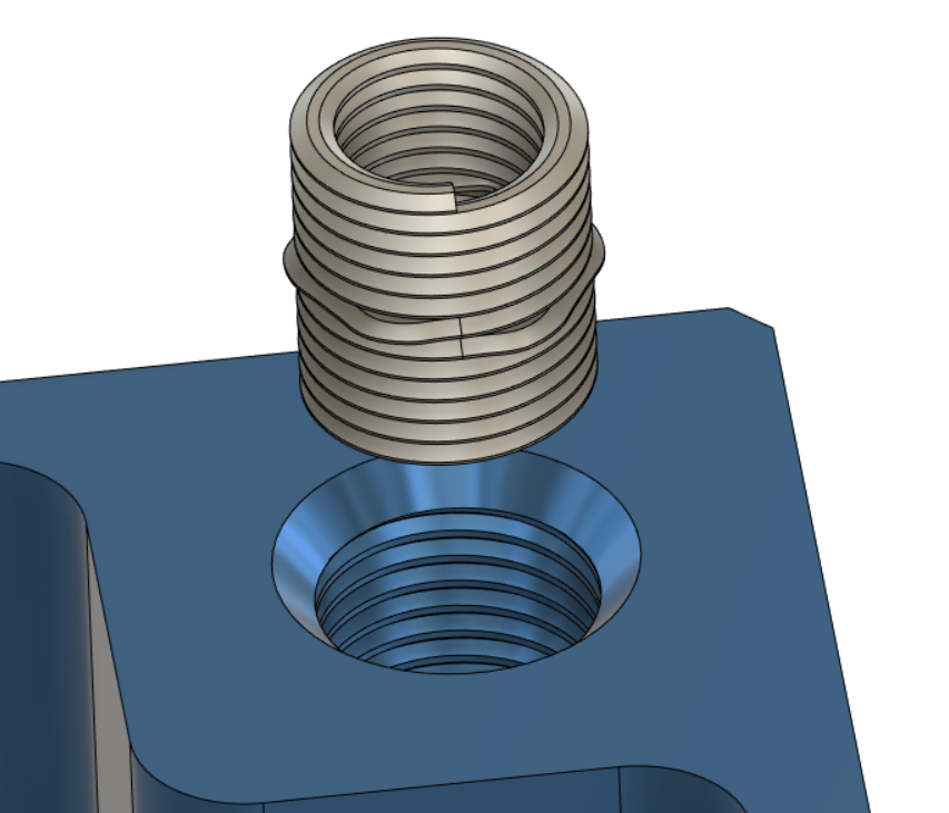 A 3D model of a locking helical insert.