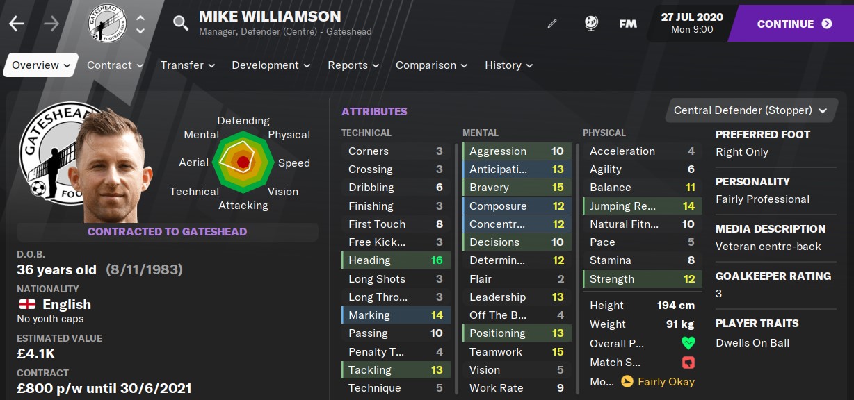 Mike Williamson Football Manager 2021