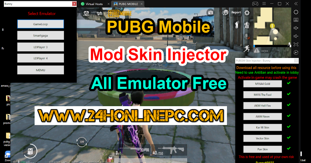 Hack PUBG Mobile 1.1.0 Mod Skin Injector All Emulator Free Game Hacks