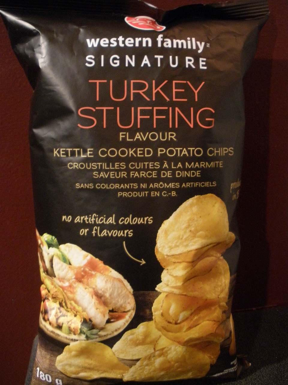 the half cut cook Turkey Stuffing Potato Chips
