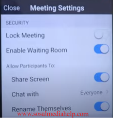 zoom Meeting Setting Lock meeting