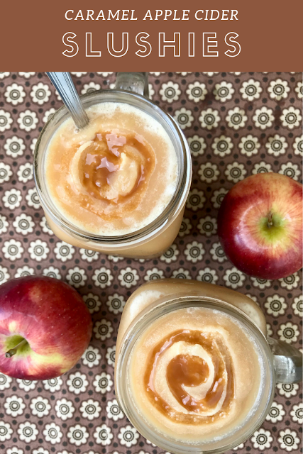 Two ingredients are all it takes to make delicious and refreshing autumn caramel apple cider slushies!