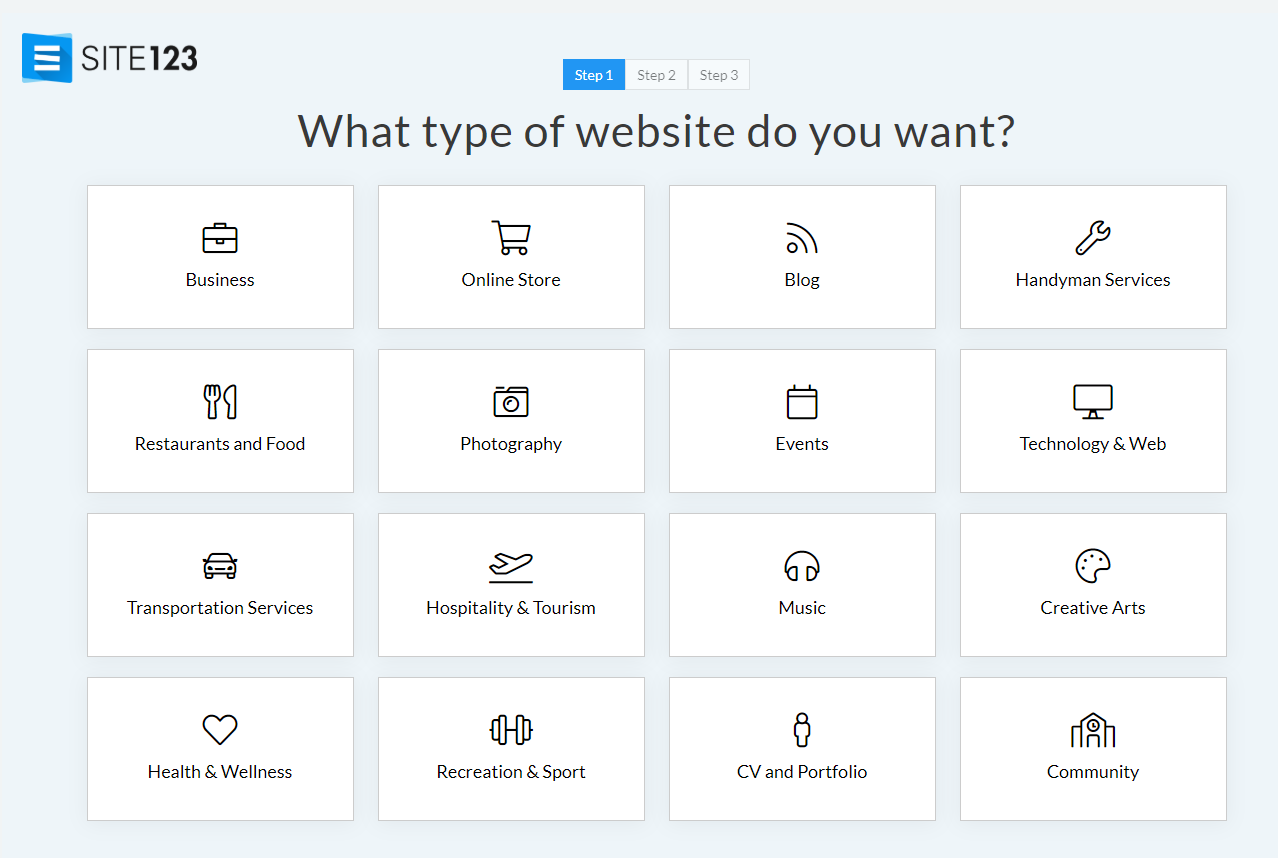 Site categories. Site123 конструктор сайтов. С123. Types of web sites:. Type site.