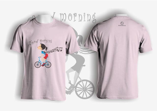 The Girl Rides Bicycle T-Shirt Design for POD