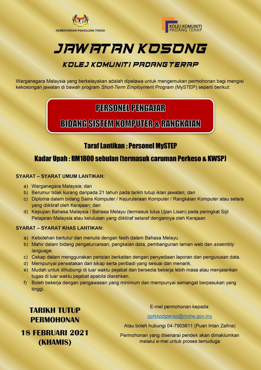 Jawatan Kosong Kolej Komuniti Pelbagai Negeri Jobcari Com Jawatan Kosong Terkini