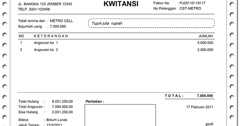 Bentuk Dan Contoh Kwitansi Pembayaran Serta Fungsi Dan Cara