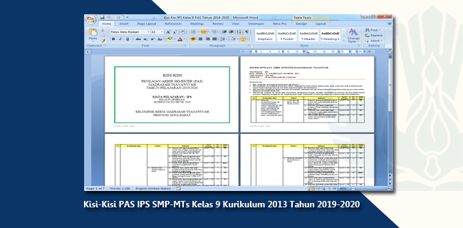 Kisi Kisi Pas Ips Smp Mts Kelas 9 Kurikulum 2013 Tahun 2019 2020 Arsip Guru