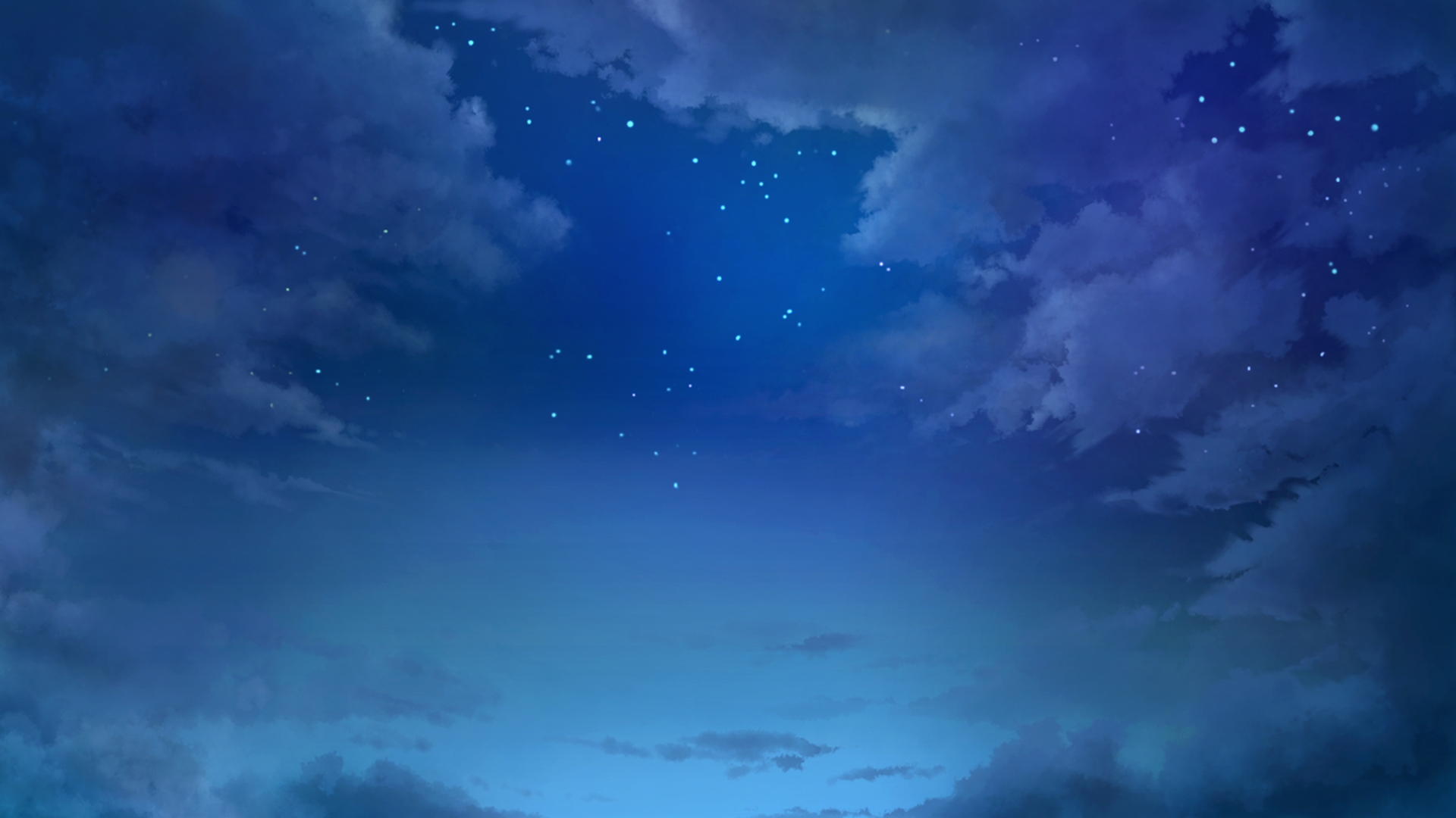Anime Landscape: Cute Anime Landscape Of A Starry Night Sky With Some