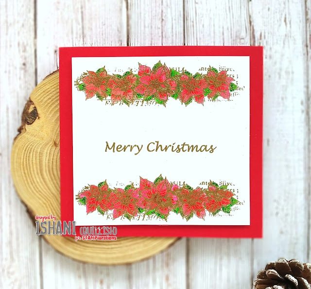 STAMPlorations Poinsettia card, Digital stamps, Poinsettia, Heat embossing digital sguest designing, Stamplorations, Christmas card, heat embossing, Mixed media, Digital stamp, Digital stamps, rainbowcolors, water colouring, 