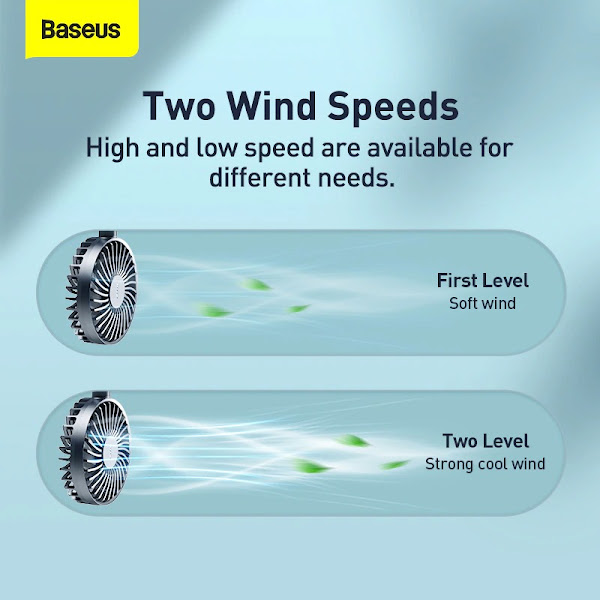 Quạt gió 2 đầu dùng trên xe ô tô Baseus Blustery car two-headed vehicle fan (2 cấp độ, công suất 7W)