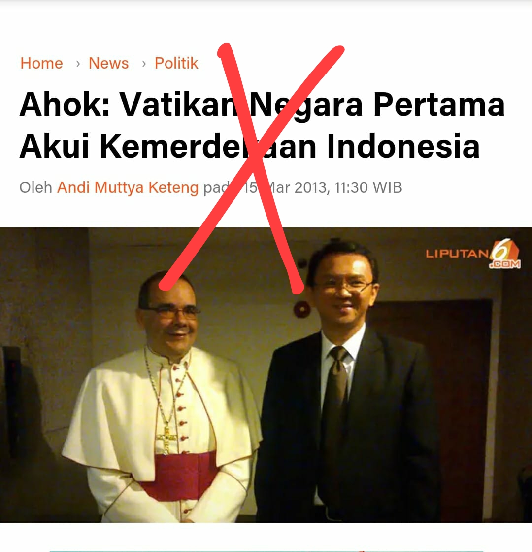 Tepis Klaim Ahok, Fakta: Vatikan Bukan Negara Pertama Yang Akui