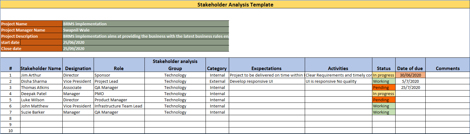 Stakeholder Analysis Template, Stakeholder Analysis