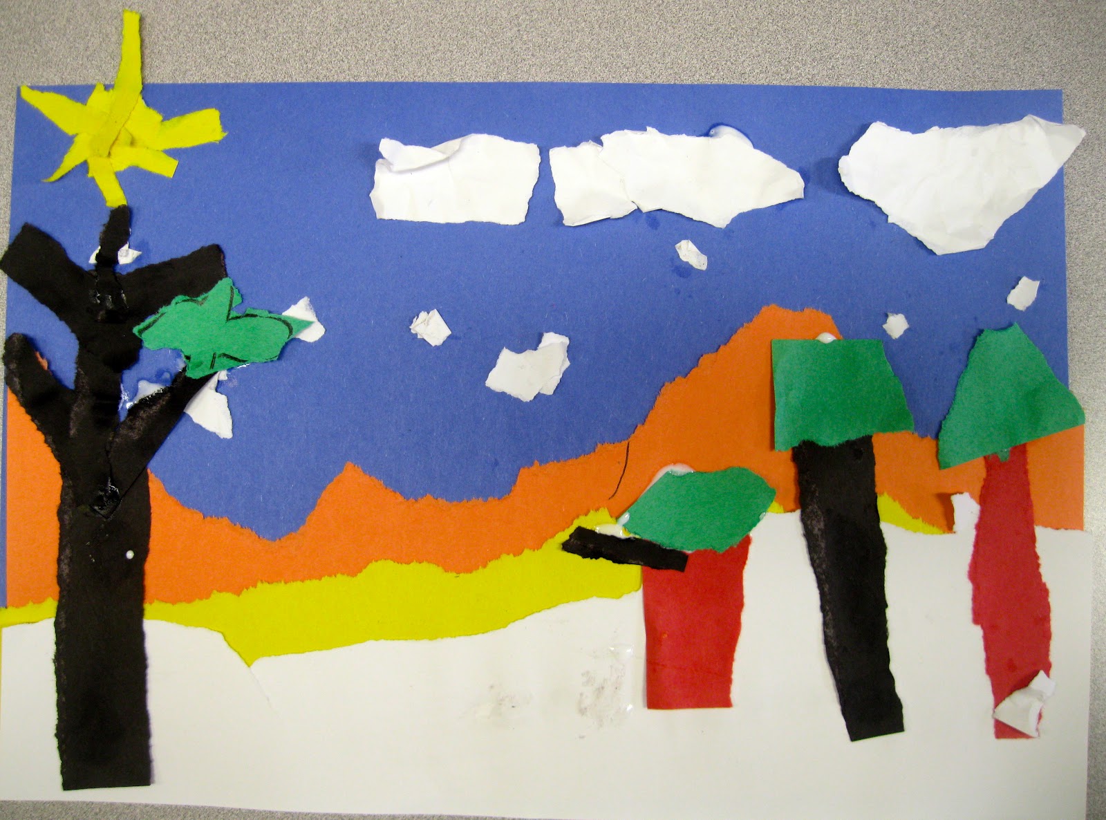Angie Villa Art & Education Torn Paper Landscapes Grade 3