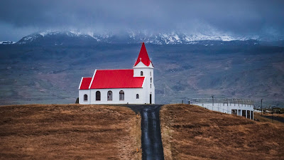 HD Wallpaper Church, Building, Road, Mountain, Nature