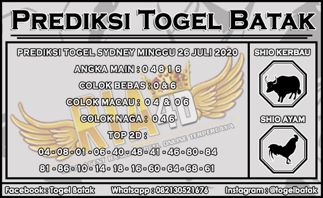 PREDIKSI SYDNEY MINGGU 26 JULI 2020 | PREDIKSI TOGEL BATAK - TOGEL