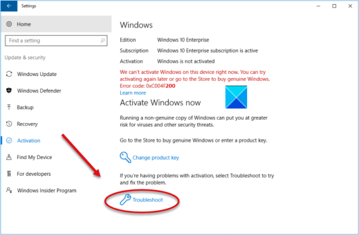 Windows 정품 인증 오류 0x004f200(비정품)