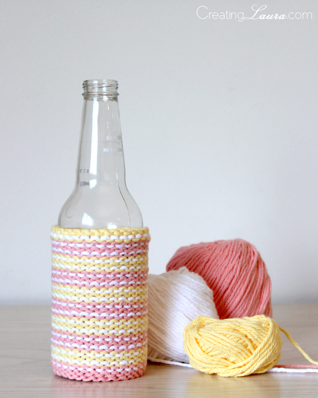 Creating Laura: Purl-Side-Out Beer Cozy Knitting Pattern